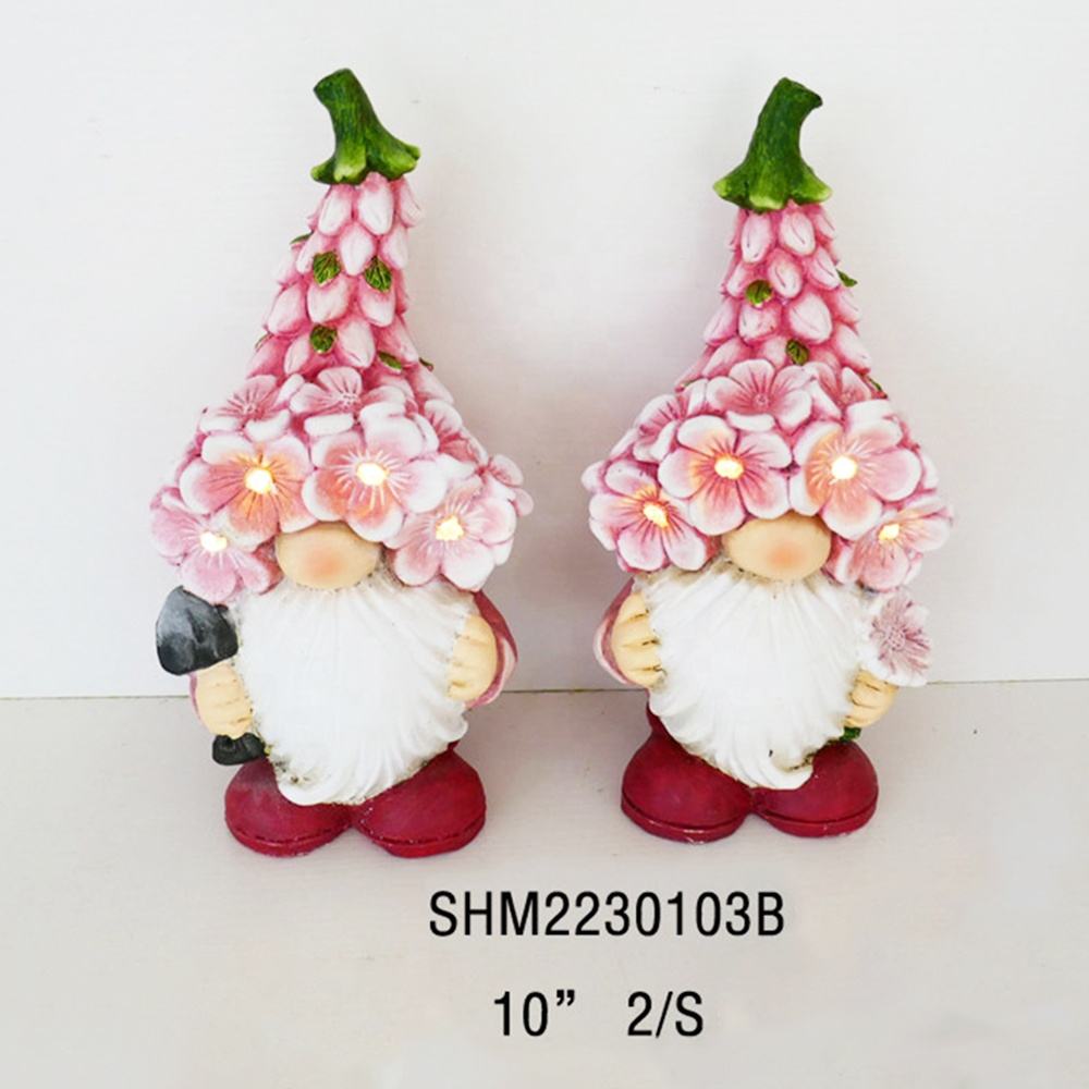 2022 New Custom Resin Flower Hat Gnome Statue Crafts For Outdoor Garden Home Decor Desktop Ornament
