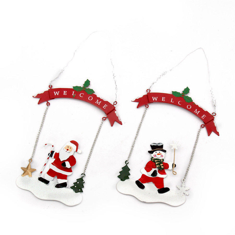 Custom Santa Snowman Little Metal Hanging Welcome Sign Decorations Handmade Designs Christmas Tree Ornament