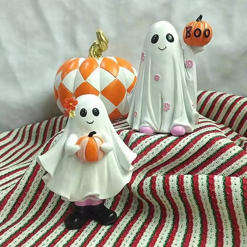 Wholesale Halloween Cute Ghost Figurines Resin Pumpkin Statue