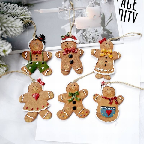 Resin Gingerbread Man Small Pendant Christmas Tree Decoration Festival Novelty Decorations