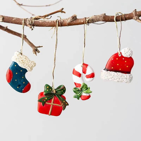 Resin Socks Girts Christmas Tree Pendant Family Gathering Hanging Decorations