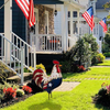 Metal Patriotic Rooster Statue for Independence Day Rustic Yard Signs Decor