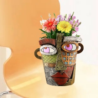 Resin Abstract Beauty Face Flower Pots for Indoor Or Outdoor Patio Modern Decor