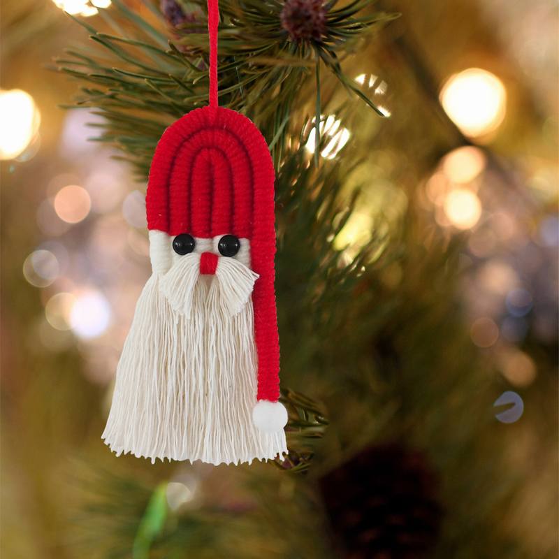 Woven Macrame Tassel Wall Hanging Ornaments Rainbow Christmas Tree Pendant