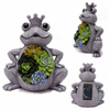 Factory Customize Wholesale Solar Power Polyresin Succulent Large Frog Prince Garden Statue Yard Decor