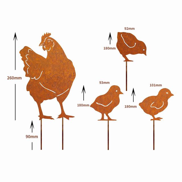 Rusty Metal Chicken Egg Bird Rabbit Heart Garden Ornaments Easter Bunny Lawn Decorations