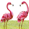 Durable Outdoor Sculptures Home Patio Decor Tall Metal Pink Flamingos Statues
