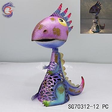 Unique Small Metal Dinosaur Craft Statue Solar Light