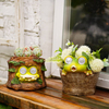 Solar Statue Decoration Resin Frog Tree Trunk Flower Pot Cartoon Lamp