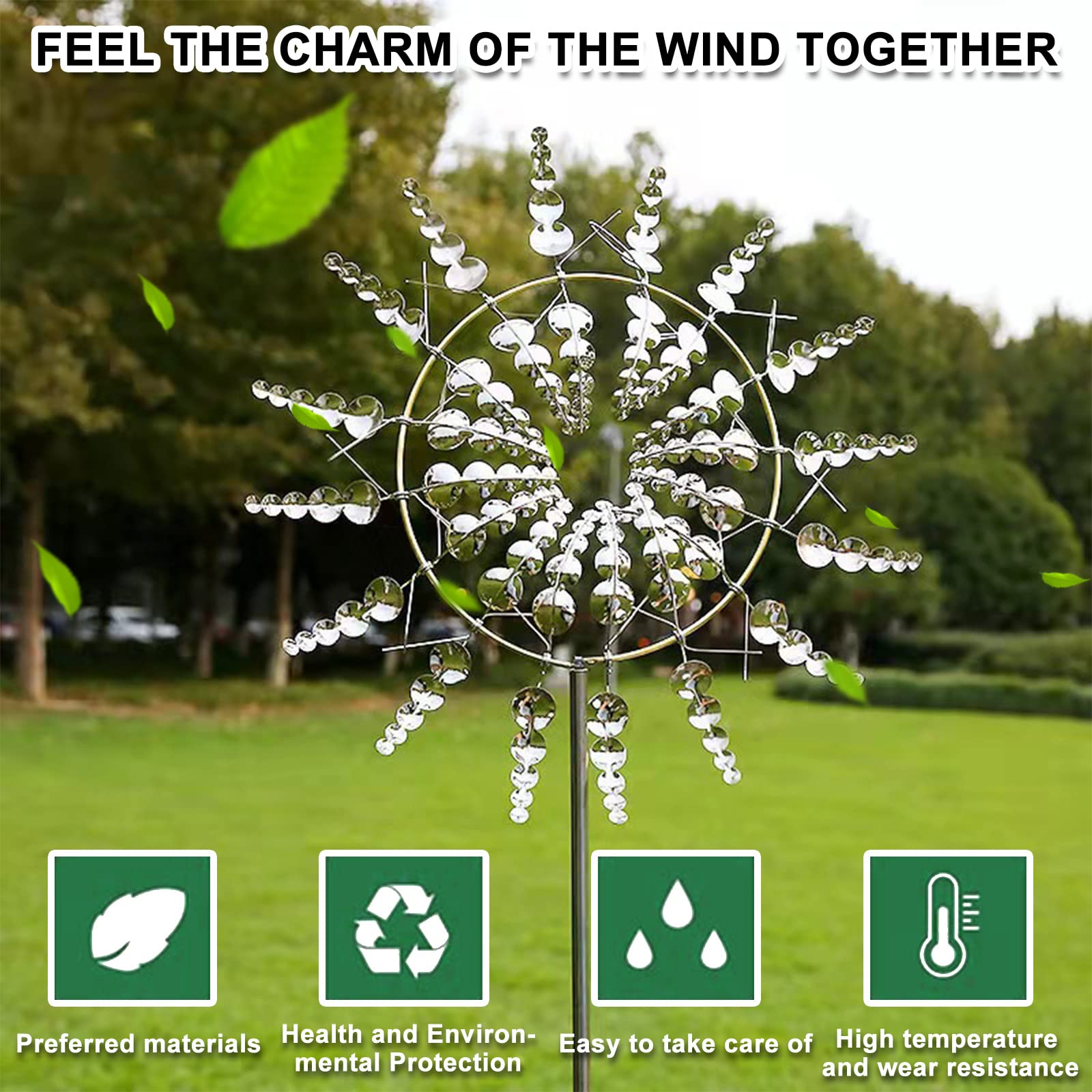 Cross Border New Outdoor Unique Creative Metal 3D Wind Spinners Stake For Yard Garden Decoration