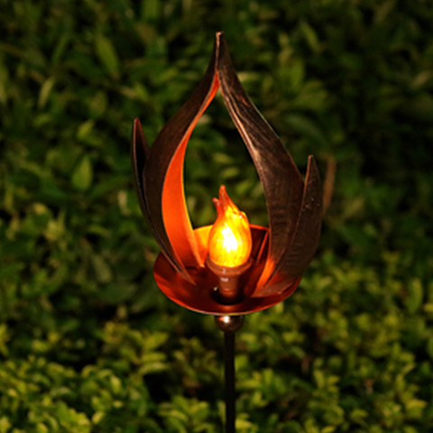 Outdoor Waterproof Unique Flame Led Garden Solar Light Walkway Yard Lawn Patio Decorative Ornaments