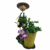 Handicraft Metal Boy And Girl Flower Planter Pot with Bucket for Home Garden Decorations