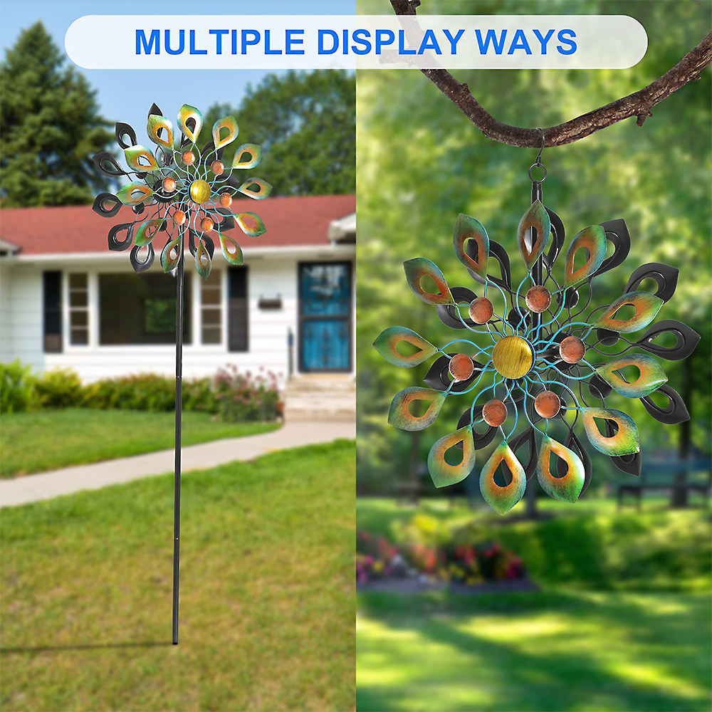 2022 New Custom Made Outdoor 360 Swivel Metal Kinetic Wind Spinner Stake For Yard Lawn Garden Decoration