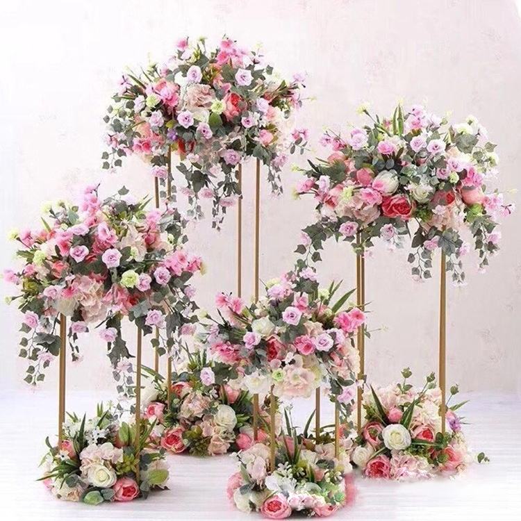 Electroplated Wrought Iron Geometric Square Frame Tall Flower Centerpieces For Wedding Table