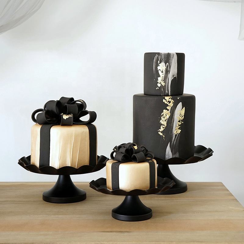 Creative Wedding Dessert Table Decoration Black Wrought Iron Rotating Tier Mini Cake Stand