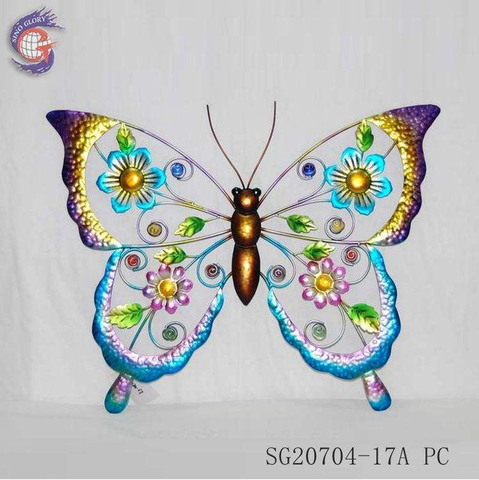 Multicolor Metal Brown Butterfly Wall Hanging Decor