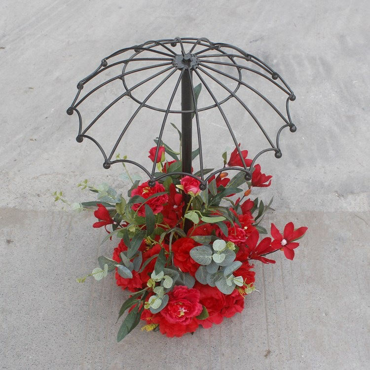 New Wrought Iron Flower Wedding Props Small Umbrellas Creative Wire Black Metal Vase