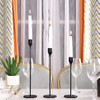 Matte Black Set Of 3 Metal Taper Candle Holders For Wedding Dinning Party Interior Decorating