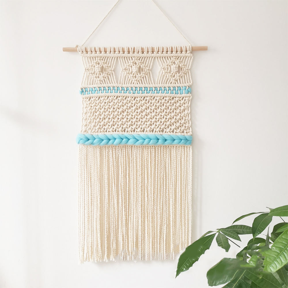 Bohemian Style Home Decor Macrame Wall Hanging Made Of Natural Cotton Cord