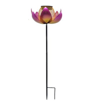 New Outdoor Lotus Flower Shape Smart Pet Feeder With Solar Metal Garden Stake Lights Hummingbird Feeder