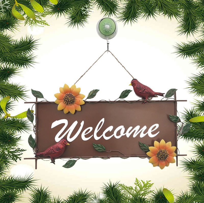 Sunflower Welcome Sign Decoration Vintage Metal Wall Hanging Home Garden Decor Room Farm Wall Front Door Porch