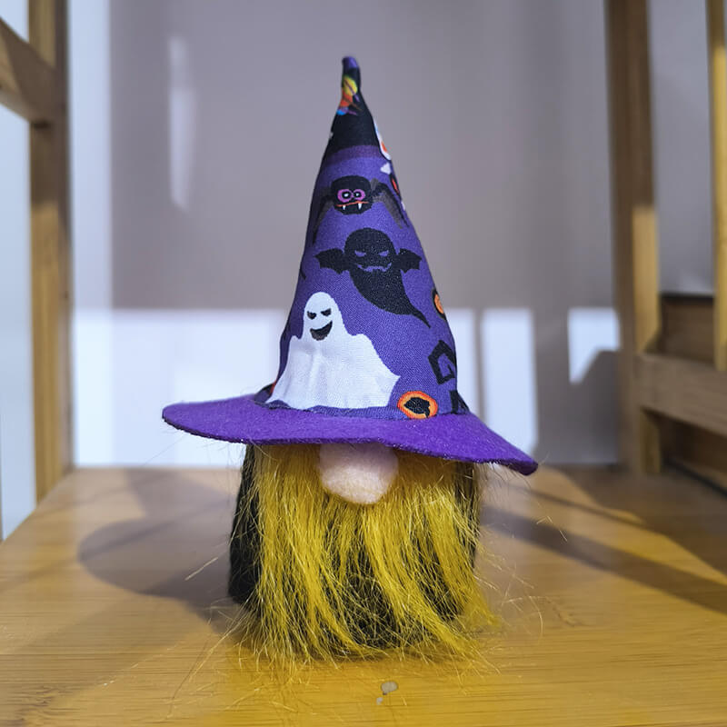 Halloween Purple Fabric Gnome Ghost Pumpkin Cane Skull Faceless Doll