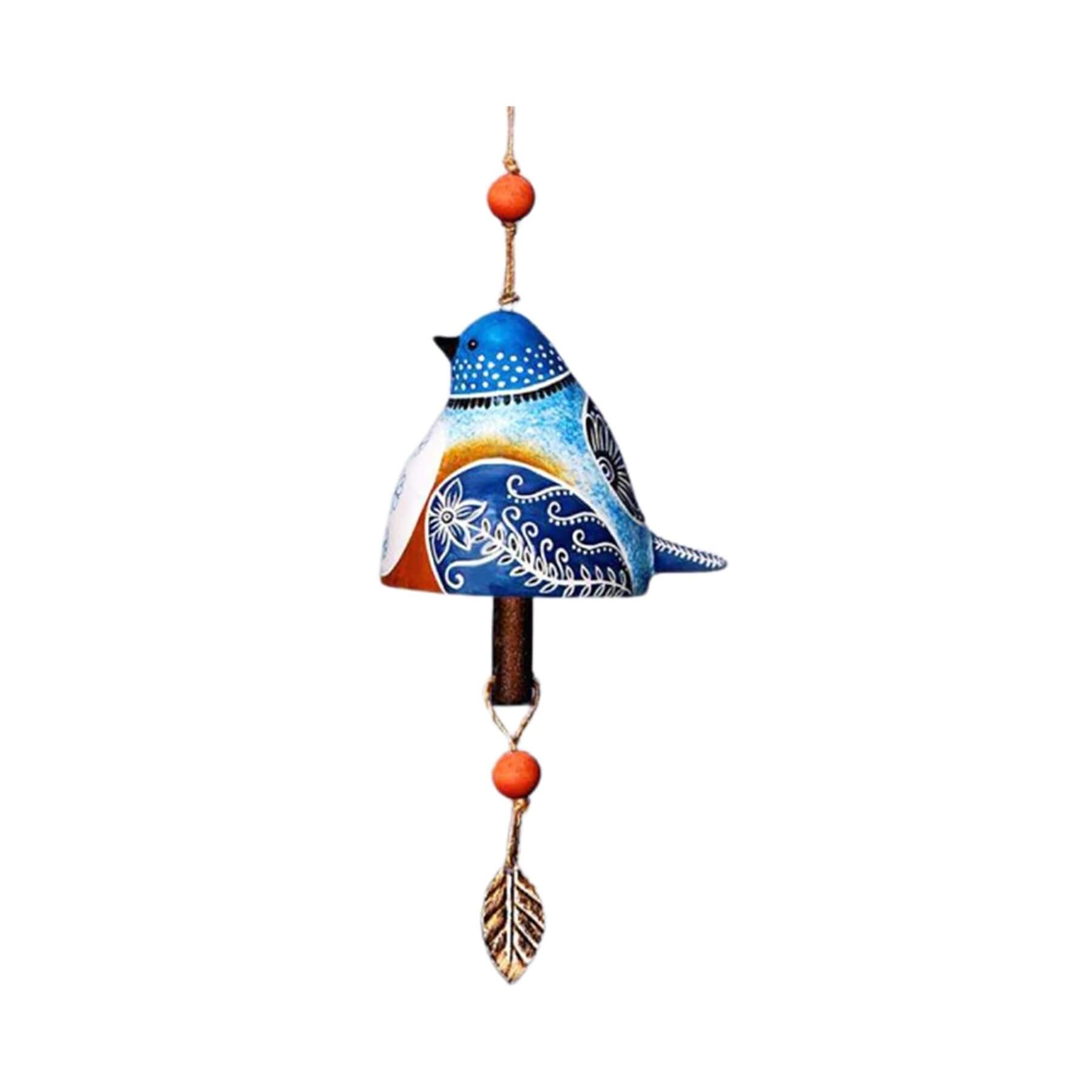 Hand-Painted Resin Bird Song Bell Animal Wind Chime Pendant Garden Decoration