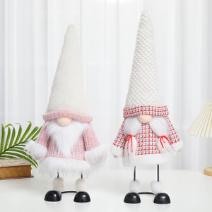 Custom Metal And Knit Fabric Shake Plush Couple of Gnomes for Decoration