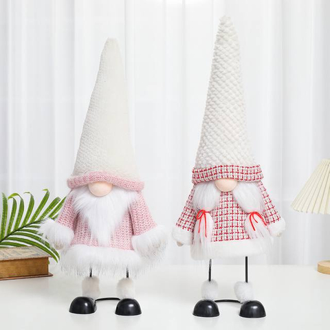 Custom Metal And Knit Fabric Shake Plush Couple of Gnomes for Decoration