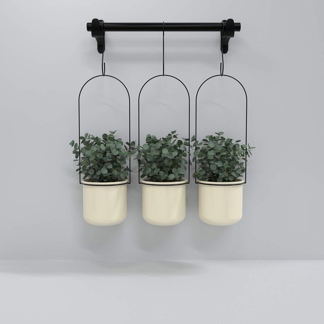 Hanging Planter with 3 Ceramic Pots Indoor Hanging Pot for Herb Garden Succulents Vine Plants Flowers Outdoor Plant Basket Modern Home Decoration for Wall Kitchen Window Ceiling