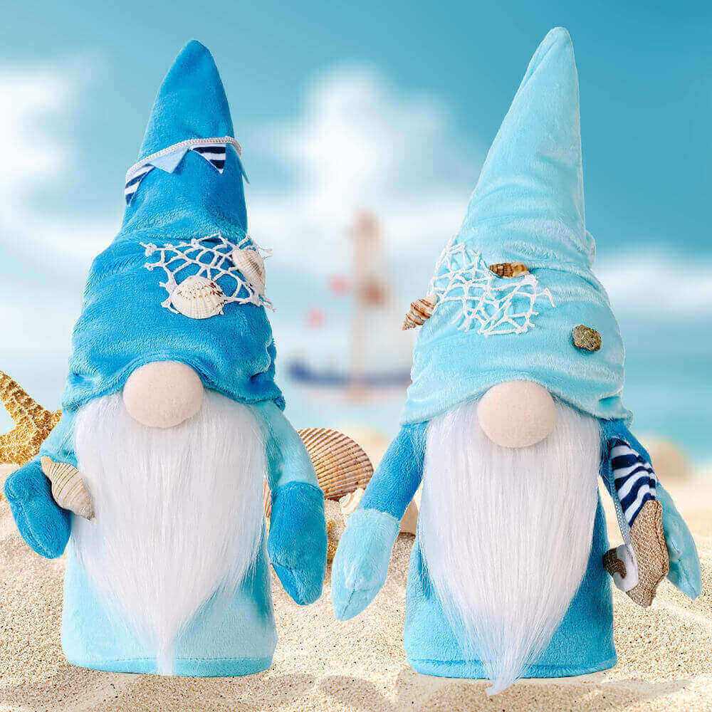 Wholesale Ocean Rudolf Charming Maritime Dolls Plush Gnomes Adorned with Shells Pearls Fishing Nets And Colorful Flags