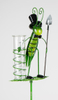 Glass Rain Gauge Metal Grasshopper Shovel Rake Metal Ladybug Figurine