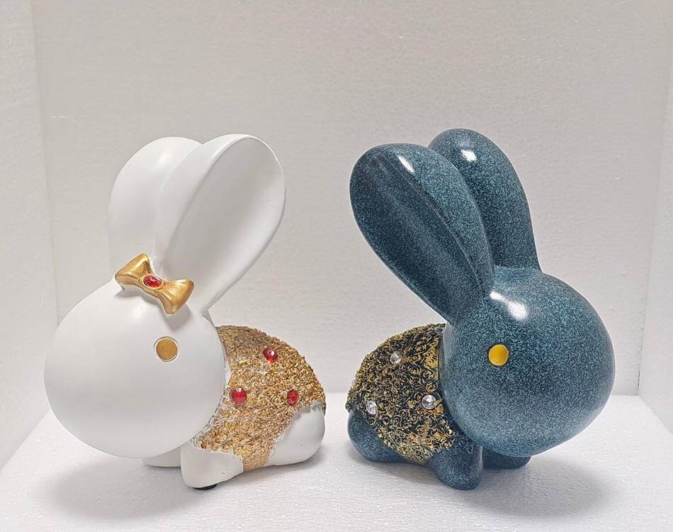 Golden Rhinestone Rabbit Figurine Auspicious Animal Model Decorative Glitzy Rabbit Factory