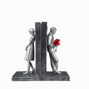 Resin Couple Figurine Art Display Bookends Decoration Bookshelf 
