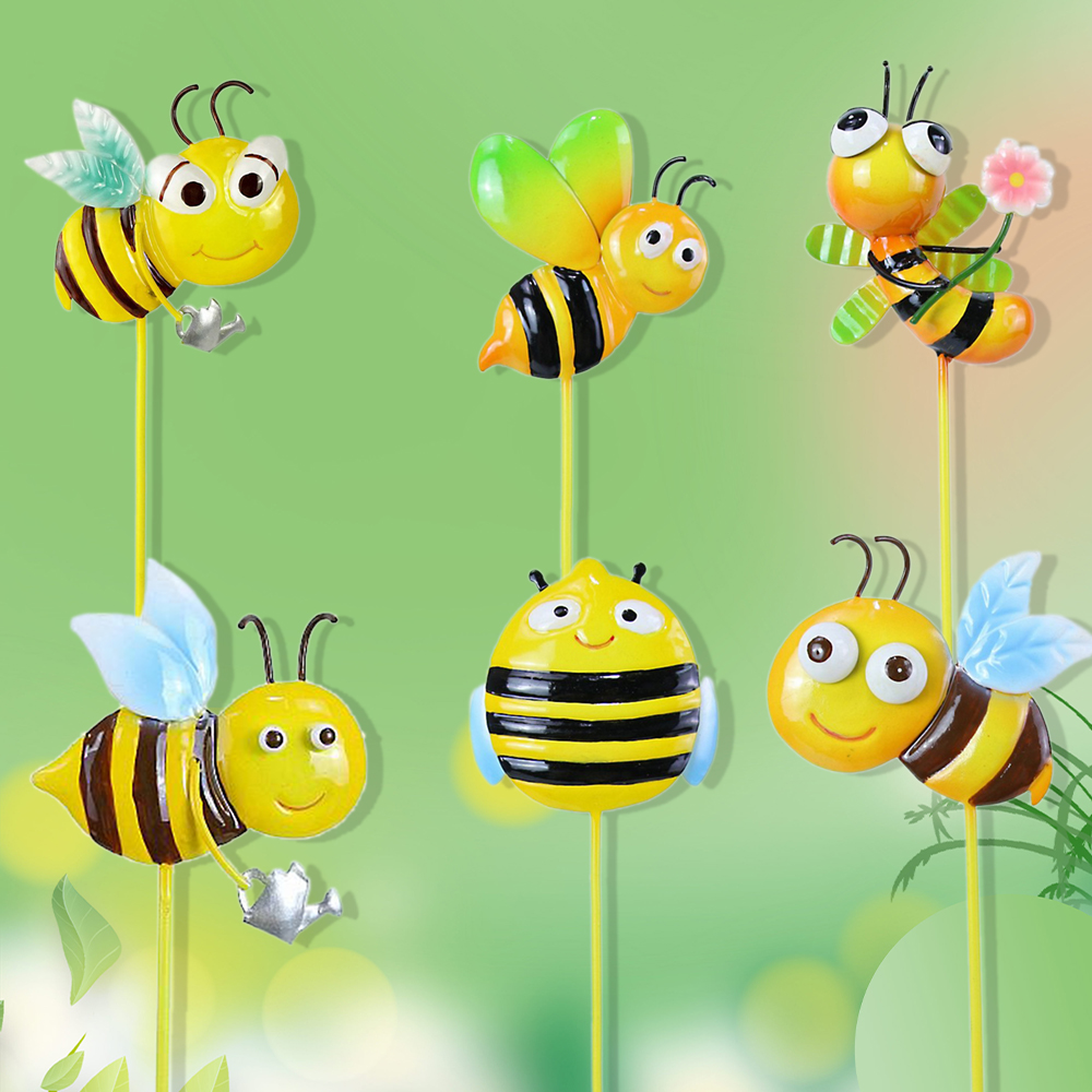 Wholesale Cute Insect Metal Bee Balance Garden Stake