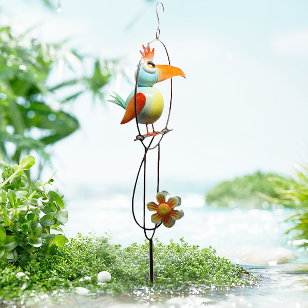 Garden Animal Metal Bird Balancer Yard Art Decorative Stake