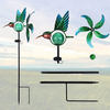 Outdoor Custom Hummingbird Shape Metal Solar Wind Spinner Stake Garden Light For Yard Pathway Lawn Decor