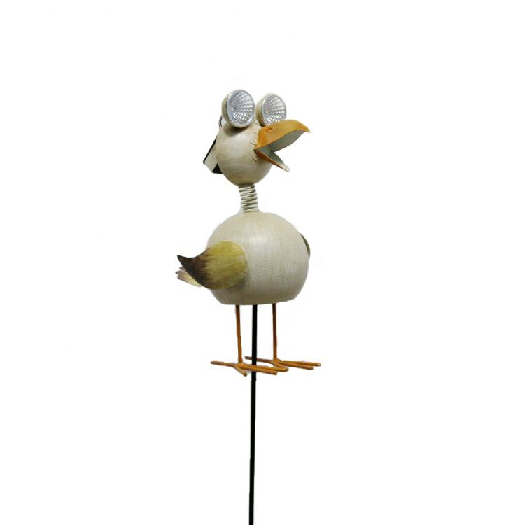 Factory Direct Sale Animal Crafts Decor Metal Duck Garden Stake Solar Light