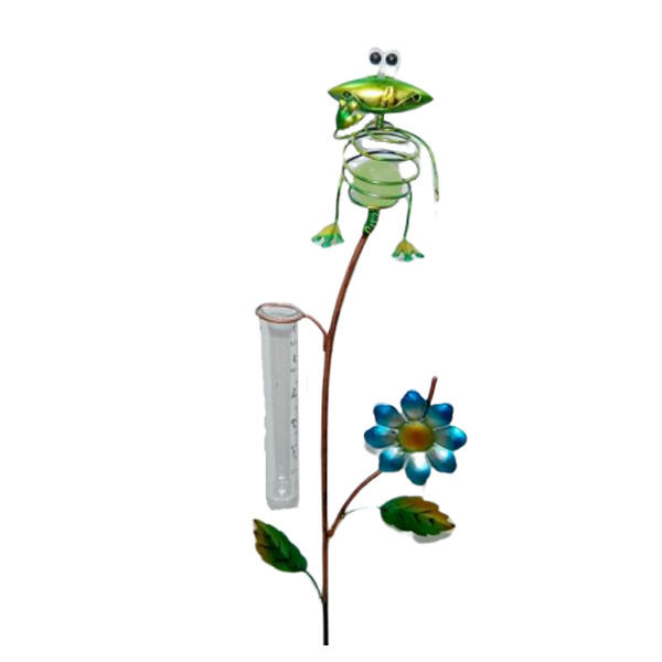 Garden Plug Bee Butterfly Flower Rain Gauge Stake Metal