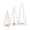 Tabletop Square Metal Gold Candle Holder Set of 3 for Home Decoration