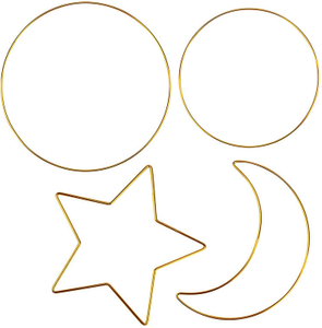 4 Pack Gold Metal Circular Star Moon Shape Floral Hoop Decor For Making Wreath Macrame Wall Hanging Crafts<span id="title-tag"><span class="hot-sale">Popular</span></span>