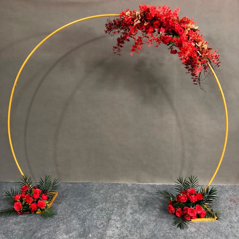 Wedding Props Arch Stage Background Wrought Iron Decoration Round Shelf Metal Frame Round Arch Backdrop