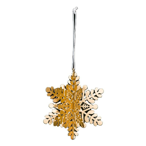 2022 Explosive Models Golden Metal Christmas Ornaments Creative Stereo Openwork Snowflake For Xmas Tree Small Pendant