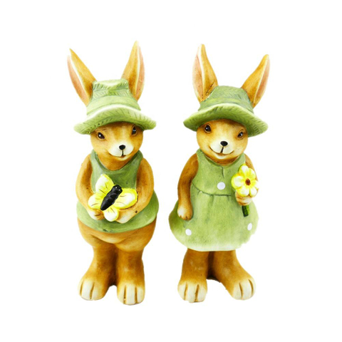 Wholesale Customized Cute Ceramic Rabbit Figurines For Garden Lawn Handmade Tabletop Ornament Decor