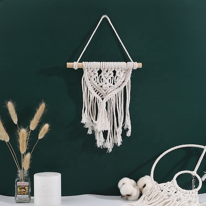 Handmade Minimalist Home Decor Nordic Style Boho Mini Macrame Woven Wall Hanging Tapestry For Living Room