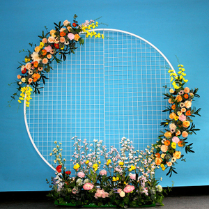 Wrought Iron Screen Decoration Wedding Wrought Iron Grid Ring Background Geometric Wrought Iron Round Mesh Backdrop