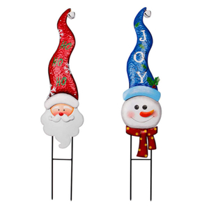 2022 Outdoor Customize Cartoon Metal Santa Claus Snowman Garden Stake For Lawn Christmas Atmosphere Decor