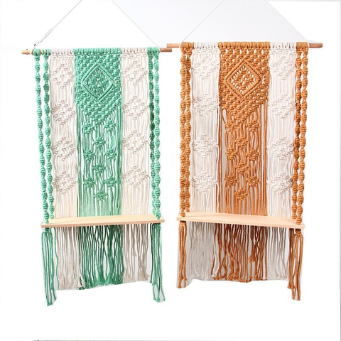 2022 New Handmade Macrame Wall Hanging Shelf For Wall Decor Boho Cotton Rope Wall Art Plant Hanger For Home Decoration