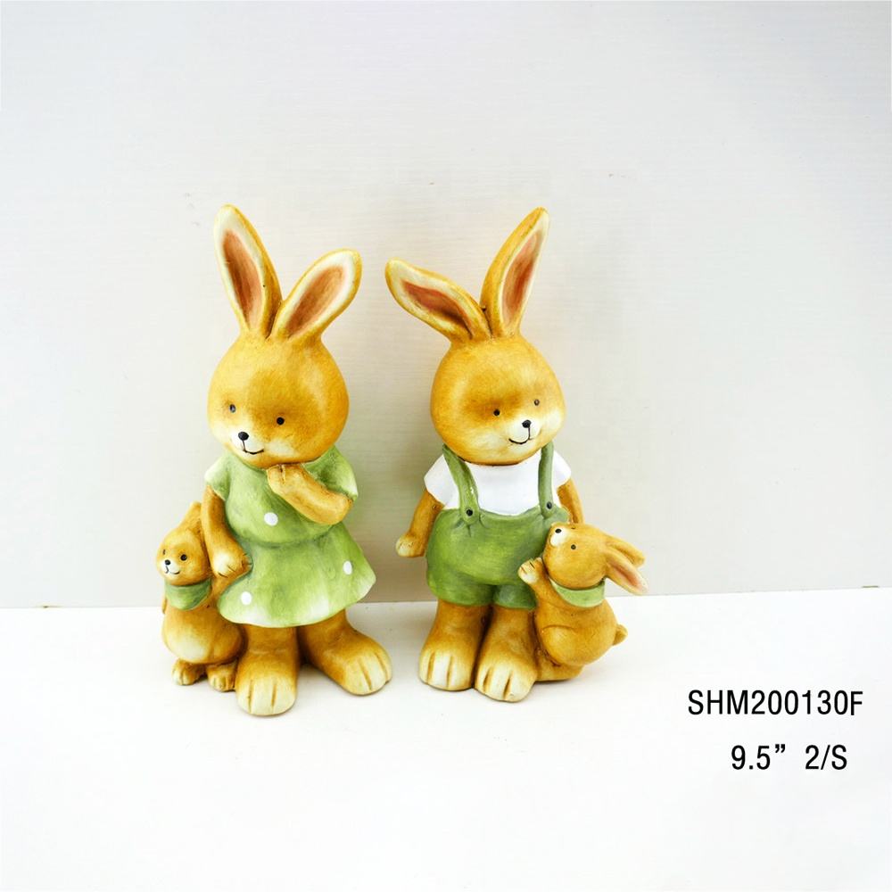 Cute Home Decor Ceramic Animal Bunny Figurines Ornaments For Handmade Easter Garden Rabbit Family Gifts