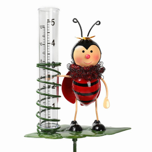 Ladybug Outdoor Metal Garden Decor Unique Decorative Rain Gauges Stake